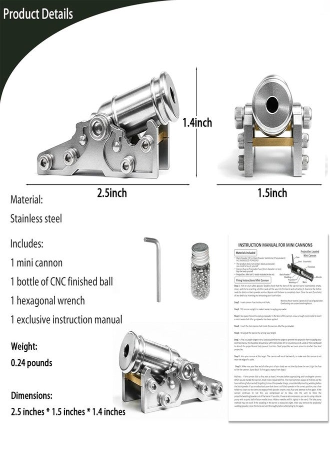 TIETHEKNOT نموذج مدفع صغير من TIETHEKNOT - نسخة طبق الأصل من الفولاذ المقاوم للصدأ لتزيين سطح المكتب وعرضها كقطعة قابلة للجمع - Image 5